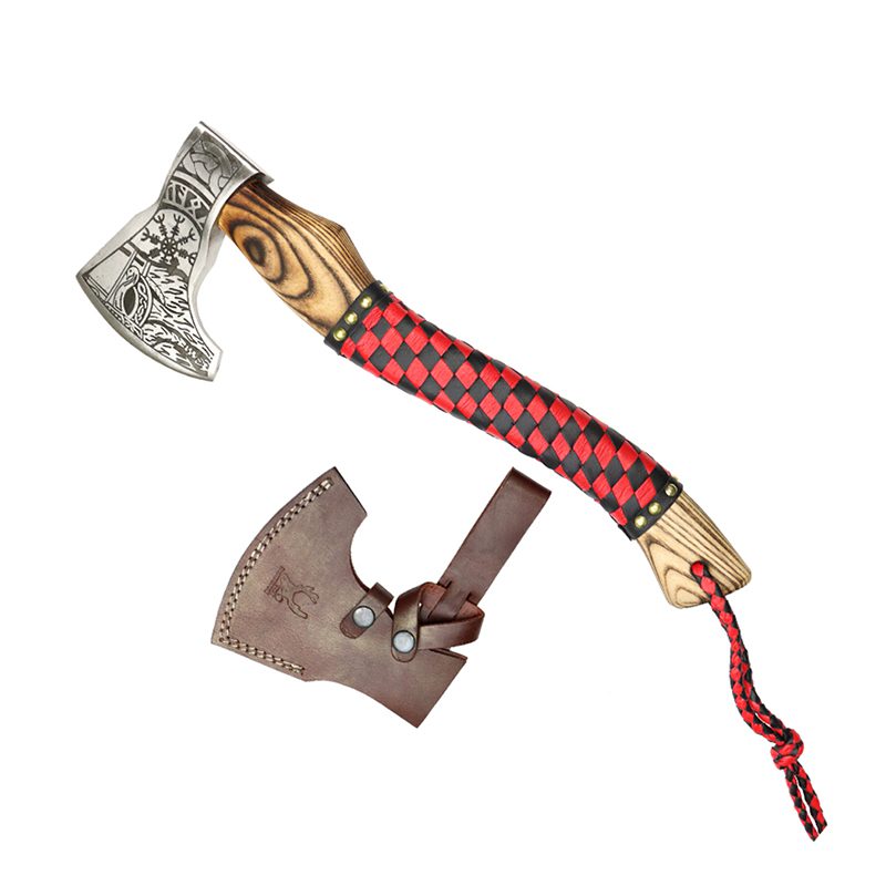 17 1/2" Axe with Black and Red Pattern Wood Handle (13913)