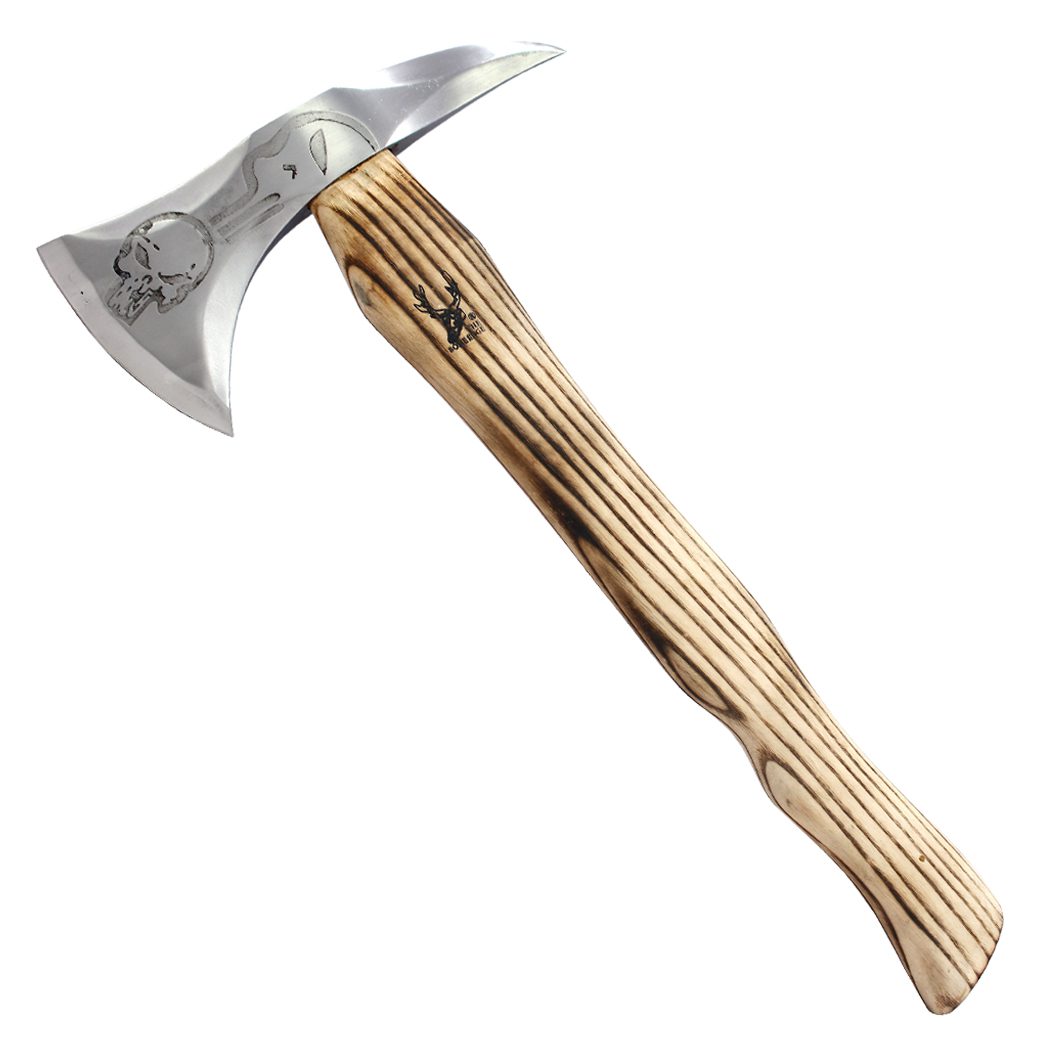 18" Skull Design Throwing Axe Ash Wood Handle (14168)