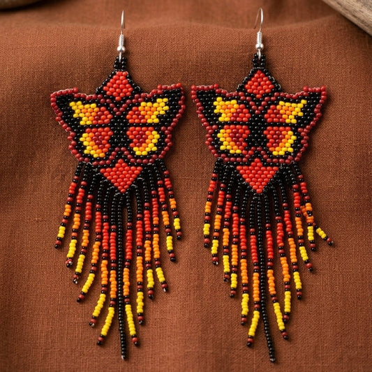 Black Beaded Dancing Wing Earrings