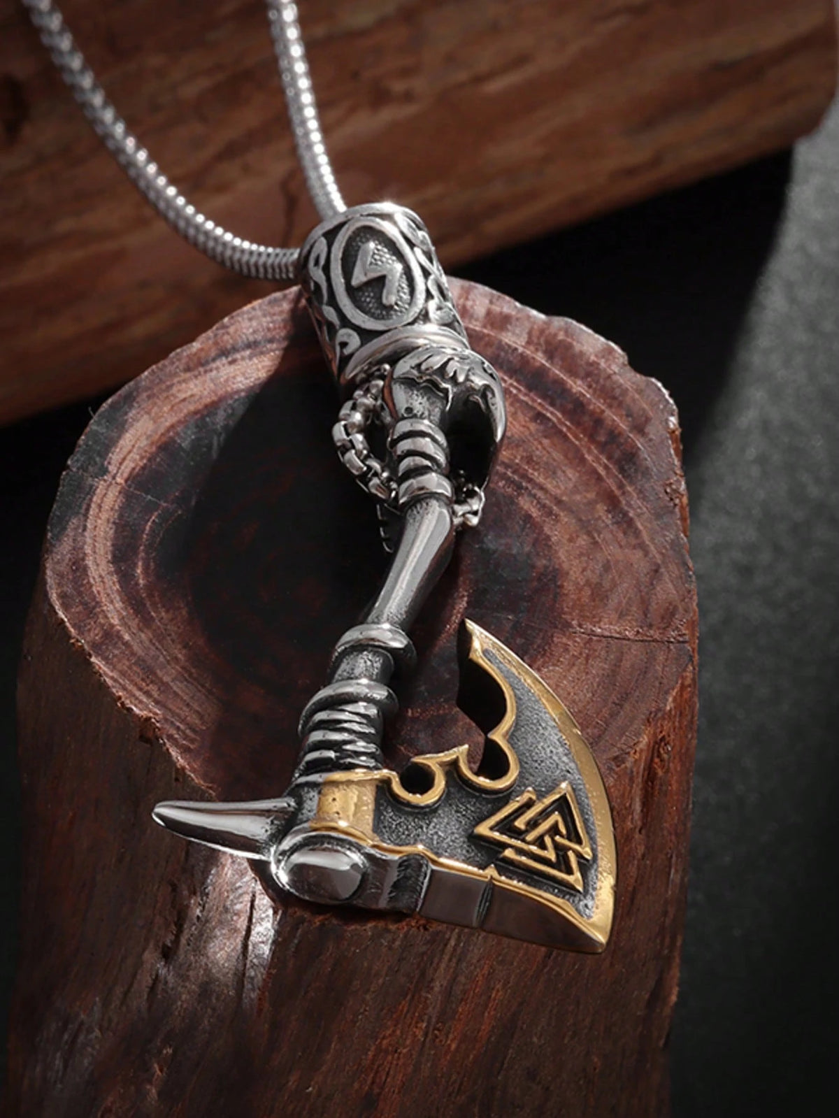 Viking Rune Ax Pendant Necklace