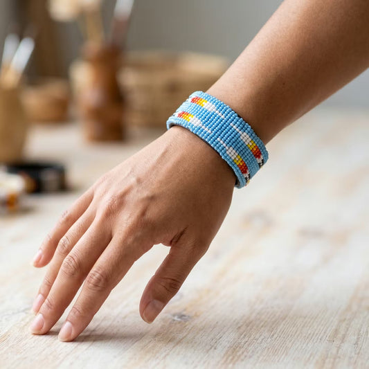 Beaded Cuff Bracelet(Blue)