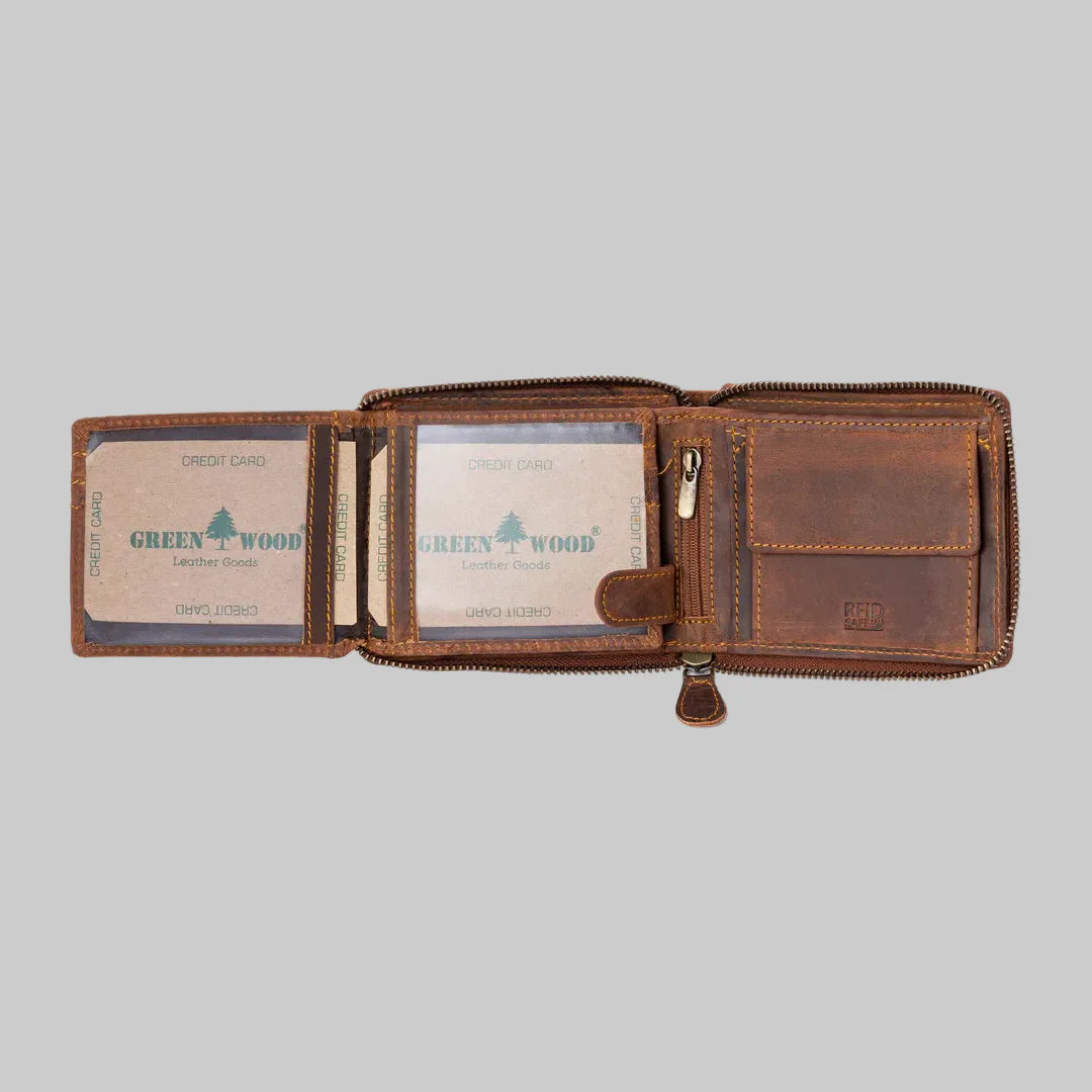 Greenwood Men's RFID Zip Around Wallet