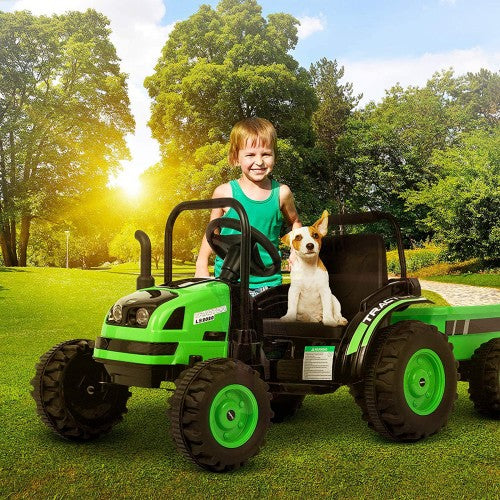 2026 6v Tractor Powered Ride-On Car Remote Control with Detachable Wagon
