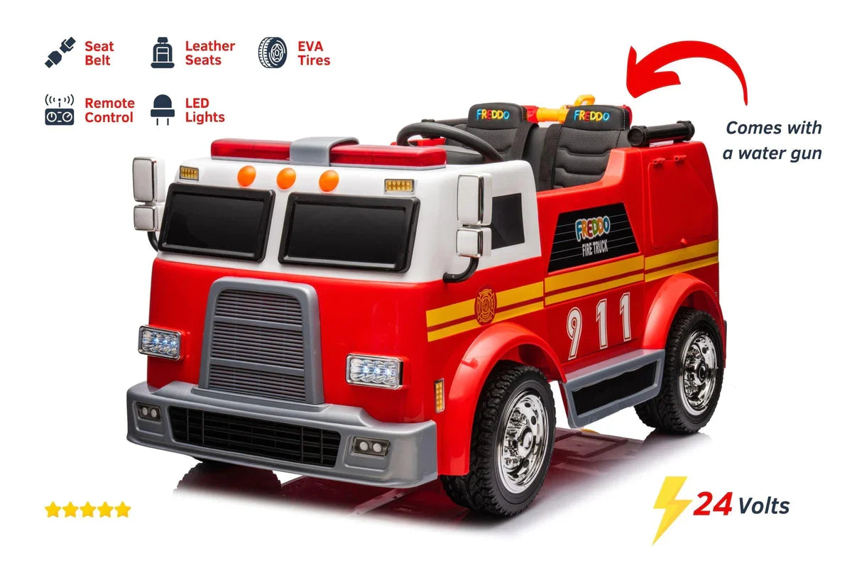 2026 24V Fire Truck 2 Seater Ride On Kids Car with Remote Control