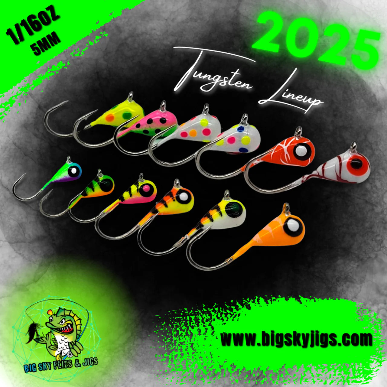 🍁Big Sky 5mm (1/16oz) Tungsten Jigs 2pk