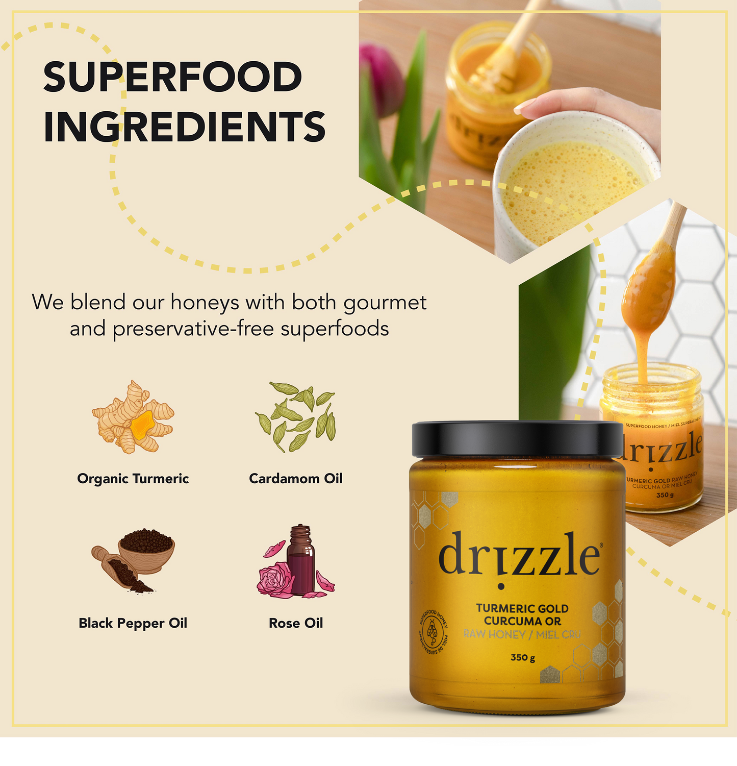Drizzle Honey Turmeric Gold Superfood Honey
