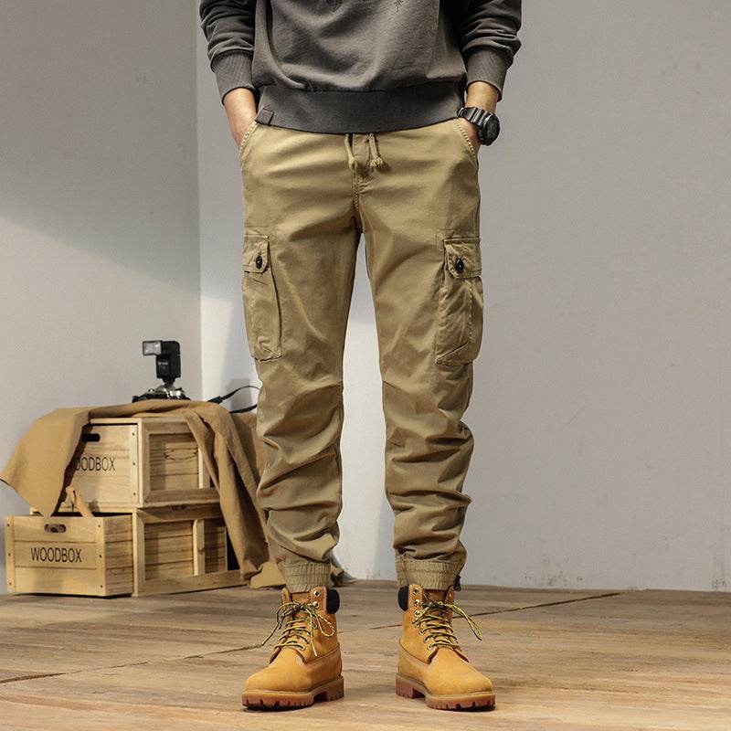 New Retro Ankle-tied Loose Overalls Versatile Casual Cargo Pant men