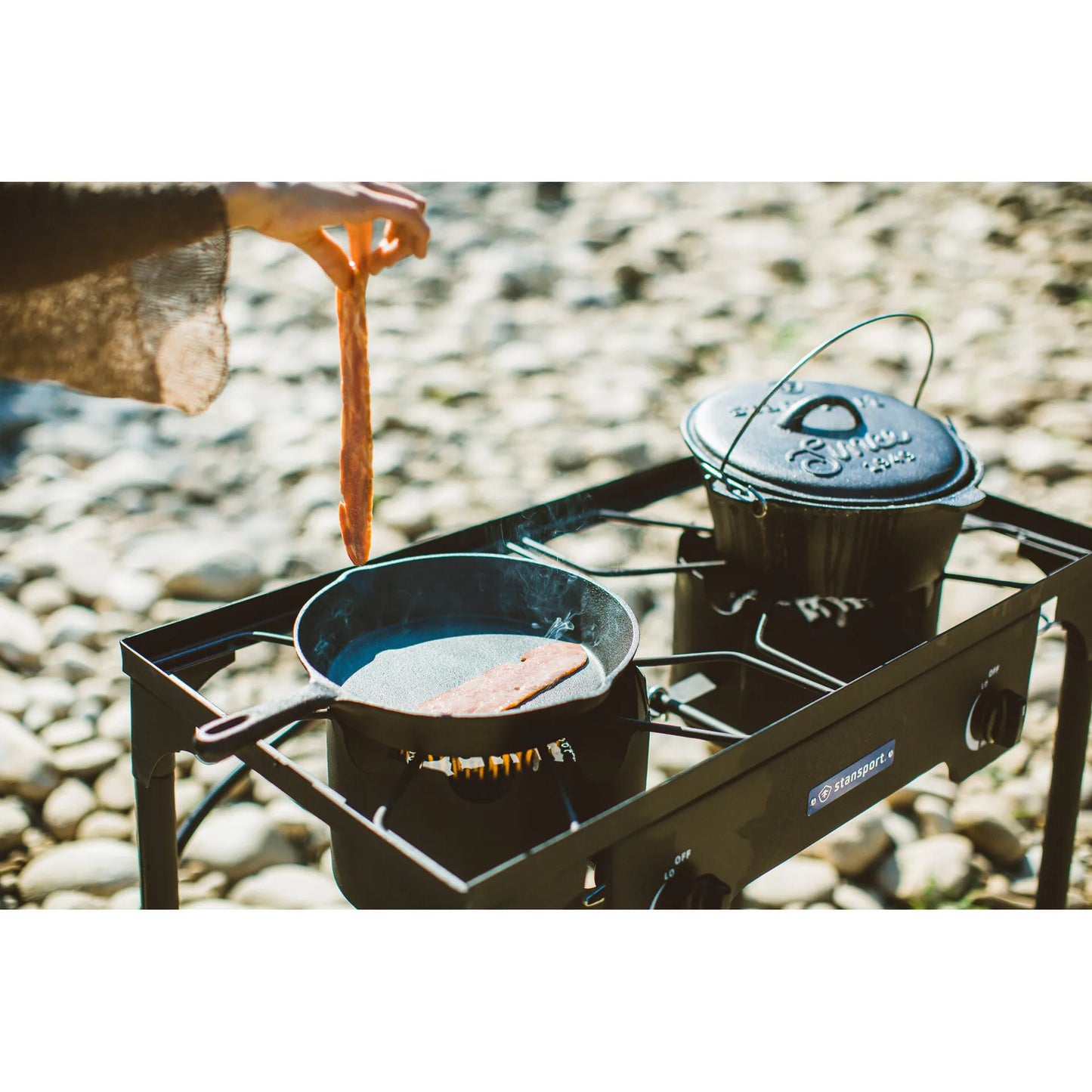 2-Burner Base Camp Stove with Cast Iron Burners and Stand