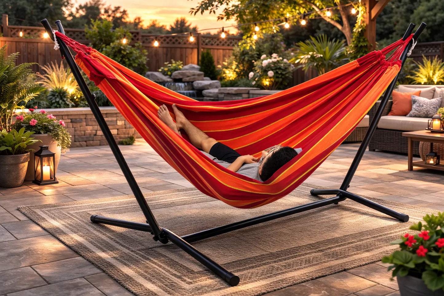 Deluxe Brazilian Double Hammock with Universal Stand