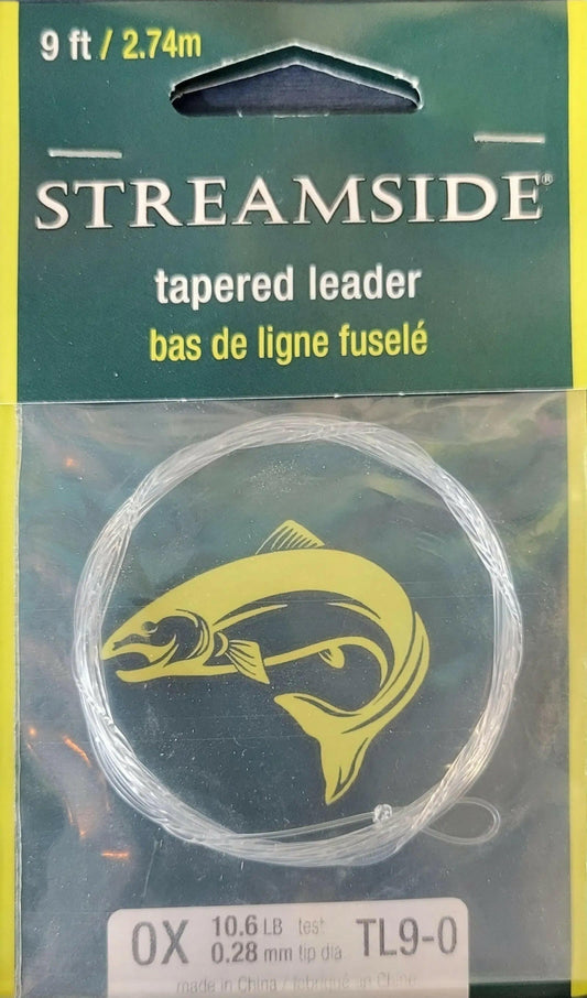 🍁Streamside Tapered Leader 0X 10.6lb 0.28mm Tip Dia. 9ft