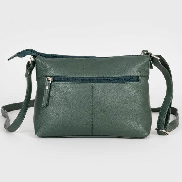 Greenwood Leather Multi-Pocket Crossbody Bag. Premium Pebbled Leather Handbag