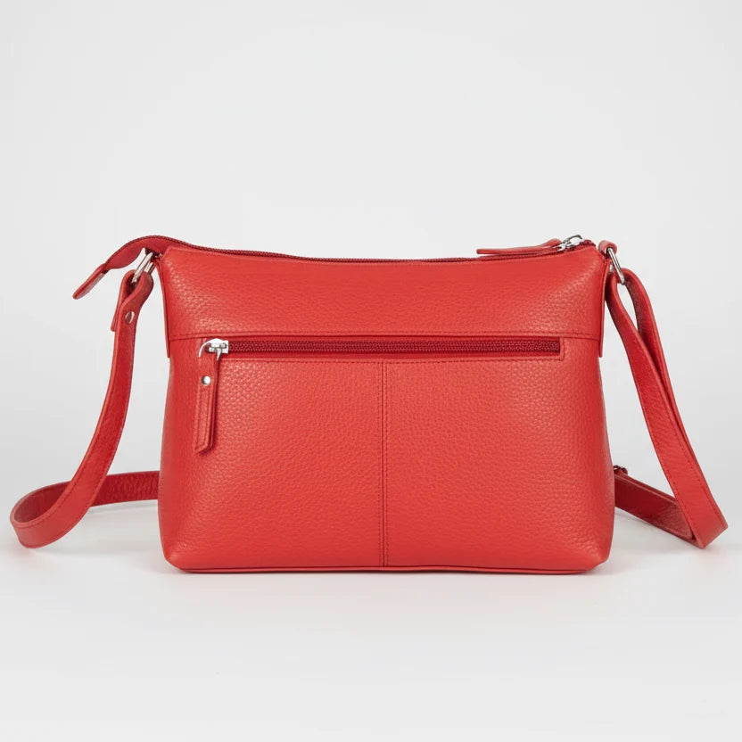 Greenwood Leather Multi-Pocket Crossbody Bag. Premium Pebbled Leather Handbag