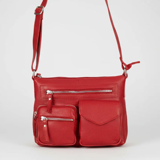 Greenwood Leather Multi-Pocket Crossbody Bag. Premium Pebbled Leather Handbag