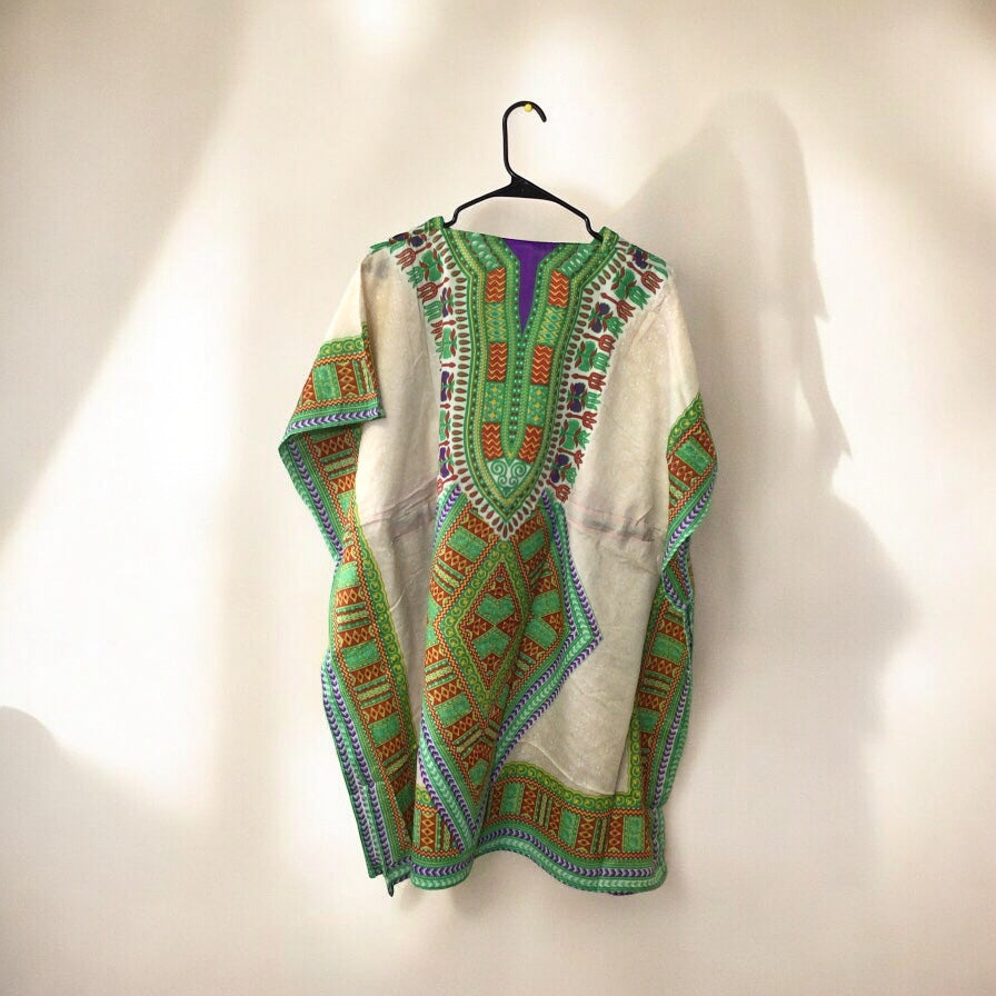 Green and Red Printed Kaftan for Women