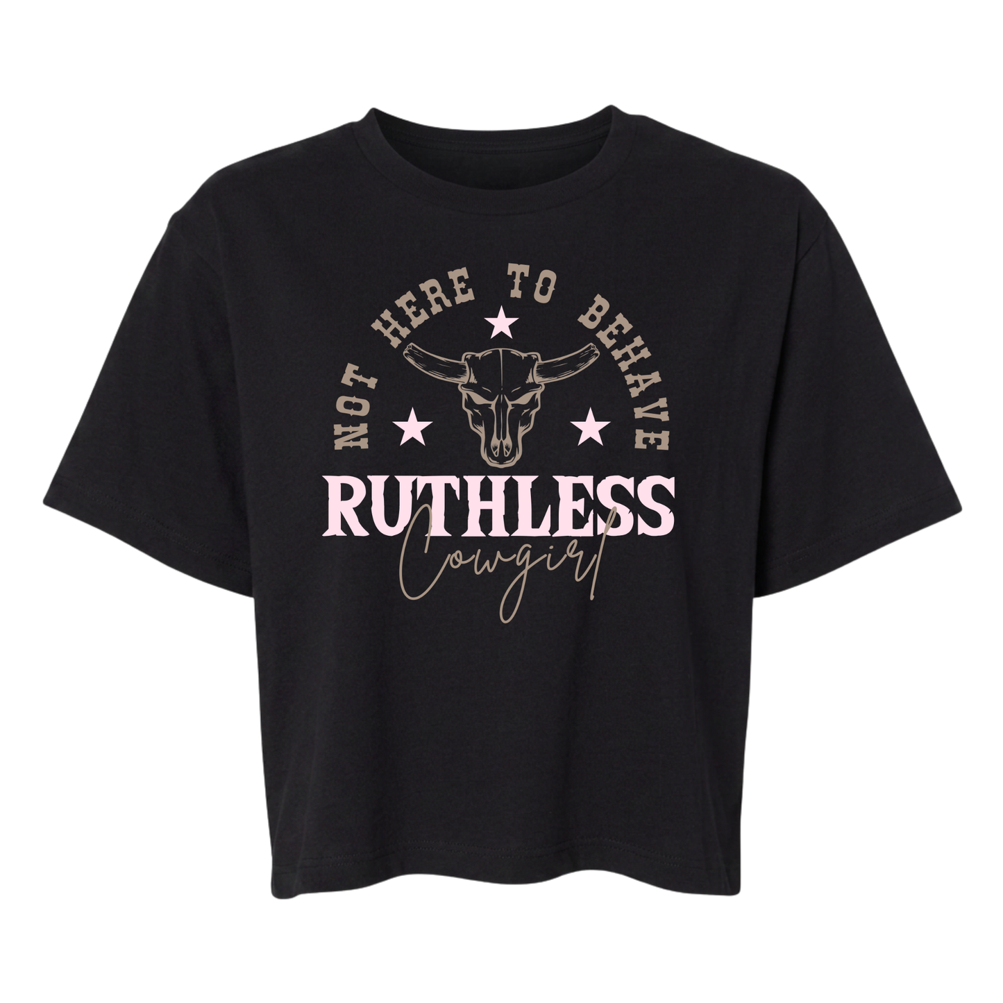 NOT HERE TO BEHAVE BOXY T-SHIRT | Black