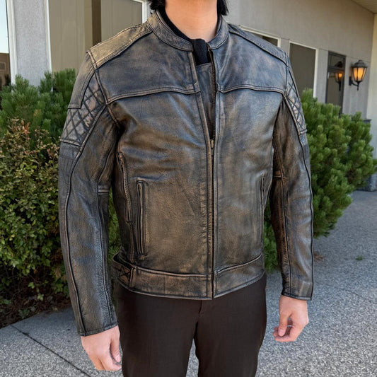 Unik International Men's Reflective Stripe Motorcycle Jacket