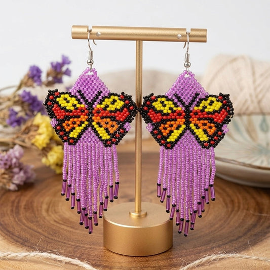 Light purple Beaded Dancing Wing Earrings