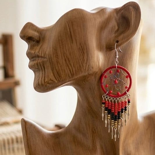 Red/burgundy/ Gold Dreamcatcher Dangles
