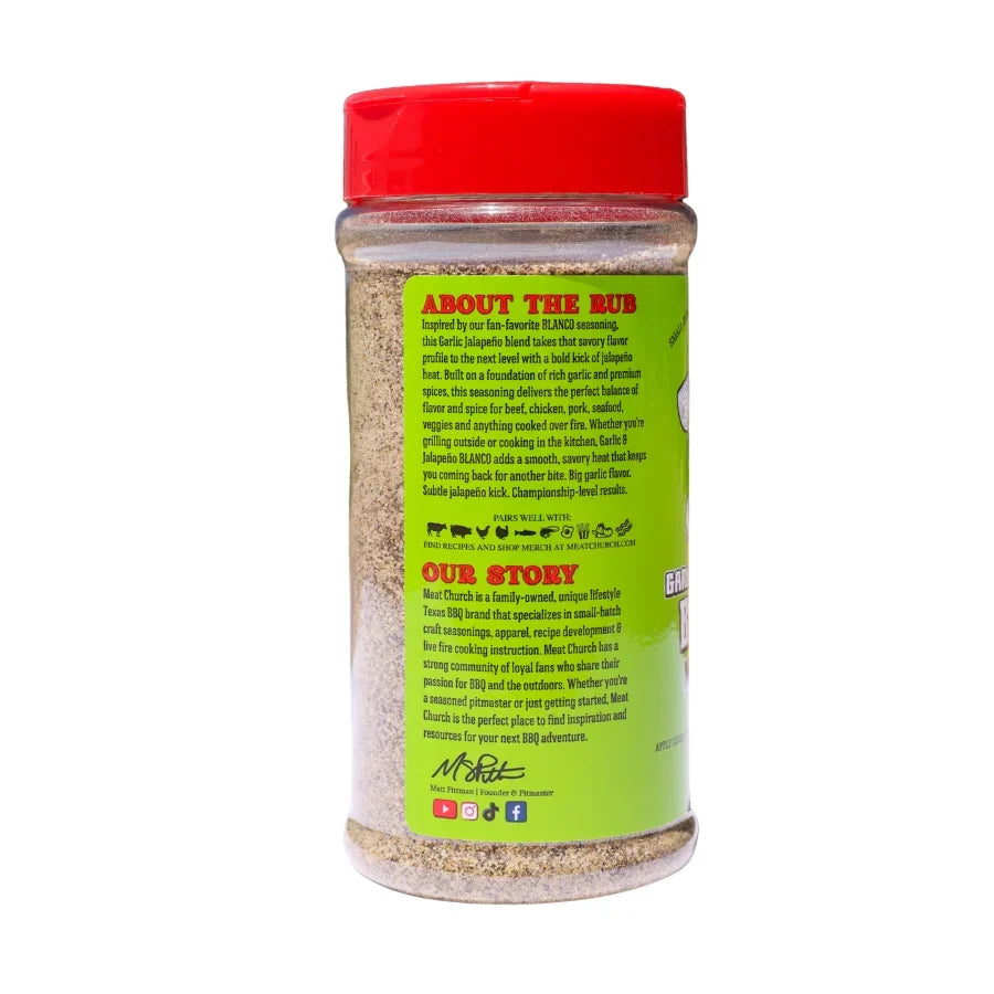 Meat Church Garlic & Jalapeño BLANCO Seasoning – 12 oz