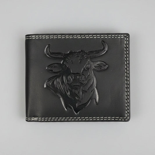 Men’s Steer Embossed Bifold Leather Wallet