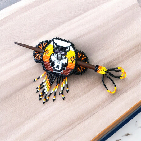 Native American Beaded Barrette with Fringes (6)