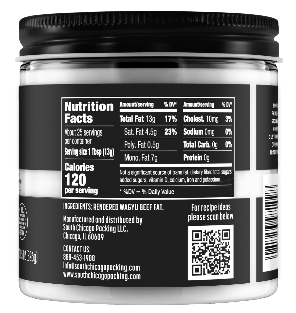 South Chicago Packing Wagyu Beef Tallow 11.5 oz Glass Jar