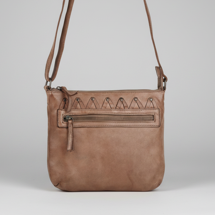 MET V Stitch Crossbody Leather Bag