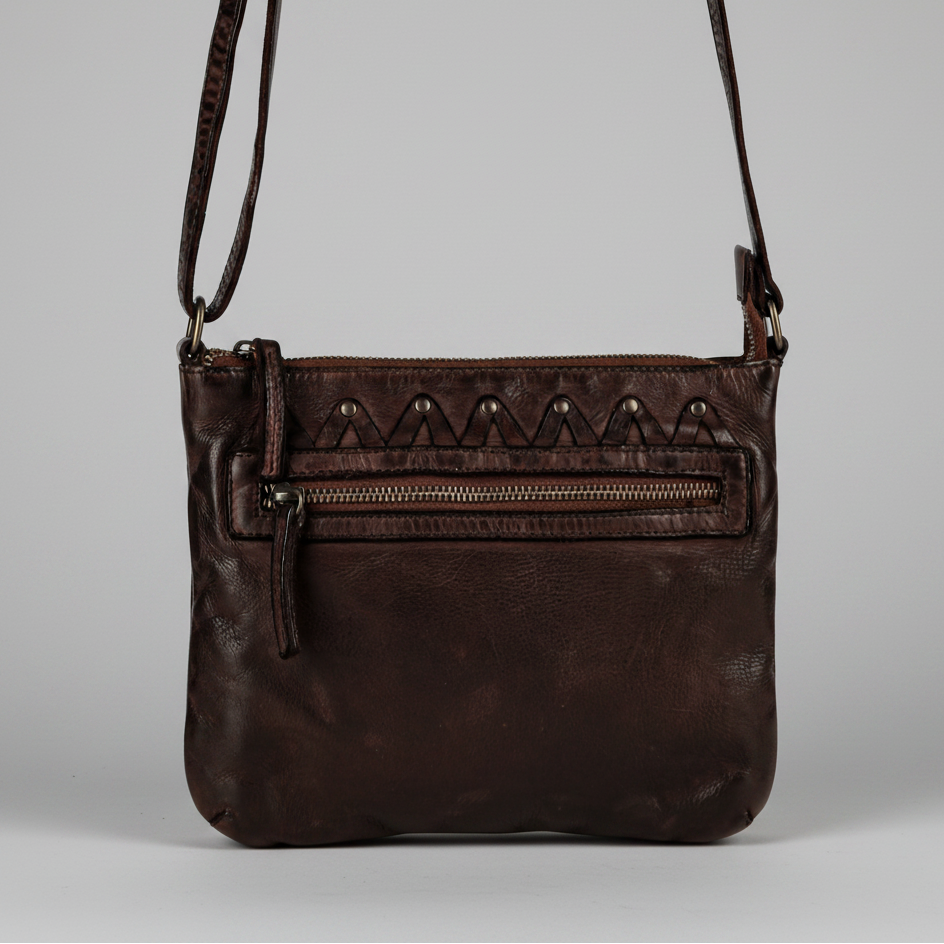 MET V Stitch Crossbody Leather Bag