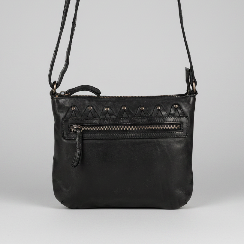 MET V Stitch Crossbody Leather Bag