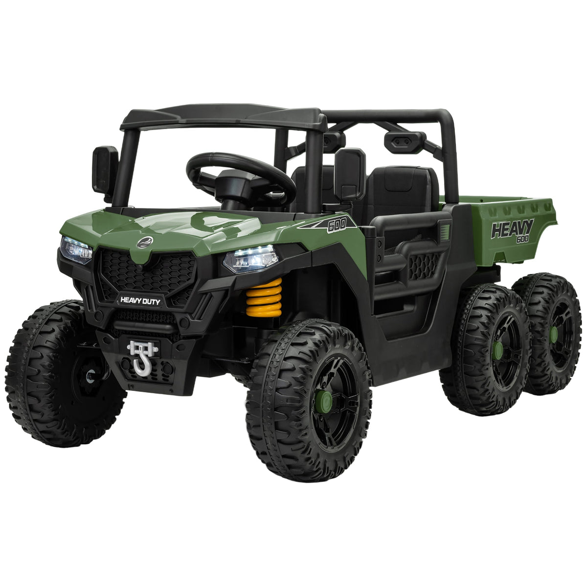 24V 4WD Kids Ride On Truck with 6 Wheels Electric Ride On Car with Remote, Dump Bed for 3-8 Years, Green