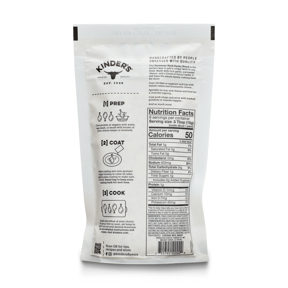 Kinder's Parmesan Herb Crispy Panko Blend with Parmesan Cheese & Garlic