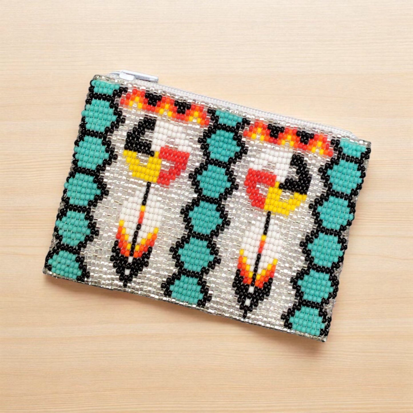 OLDTRIBES™ Feather with Dreamcatcher Beaded coin purse