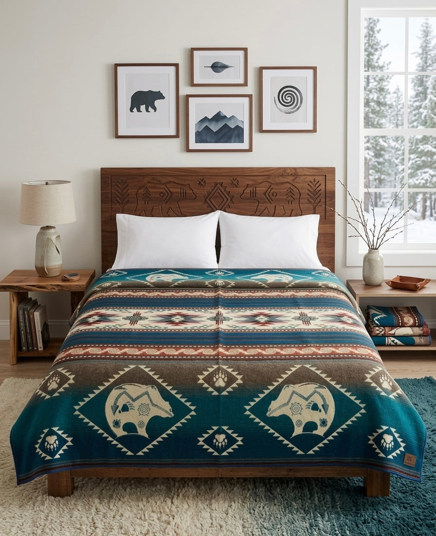 OLDTRIBES™ Bear Cubs Reversible Alpaca Blanket