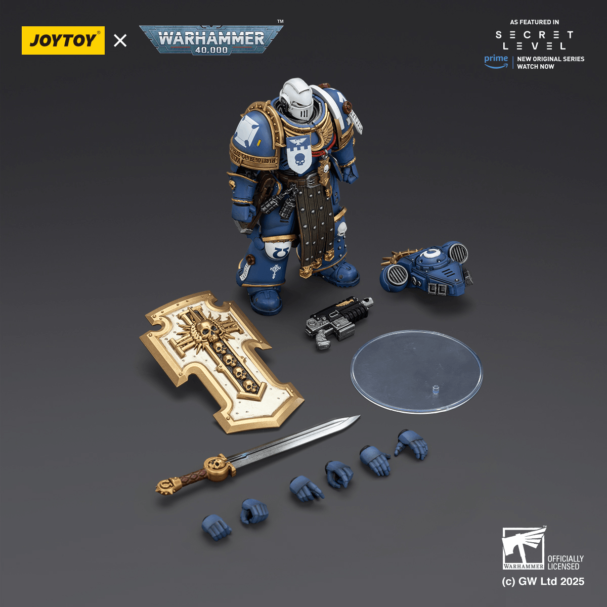 JOYTOY - Ultramarines Torvald with Power Sword, Stormshield and Bolt Pistol