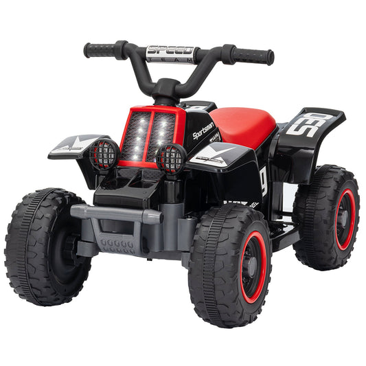 6V Kids ATV Quad, 4 Wheeler Battery Powered Electric Ride on Car w/ Lights, Forward Backward, Black