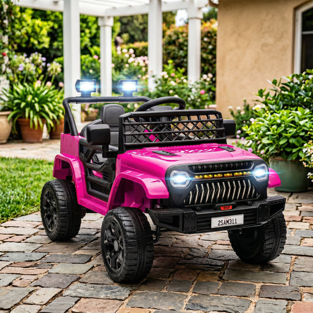 12V Ride on Truck, Electric Car for Kids with Remote Control, Suspension, 3 Speeds, USB Music Headlights, Black