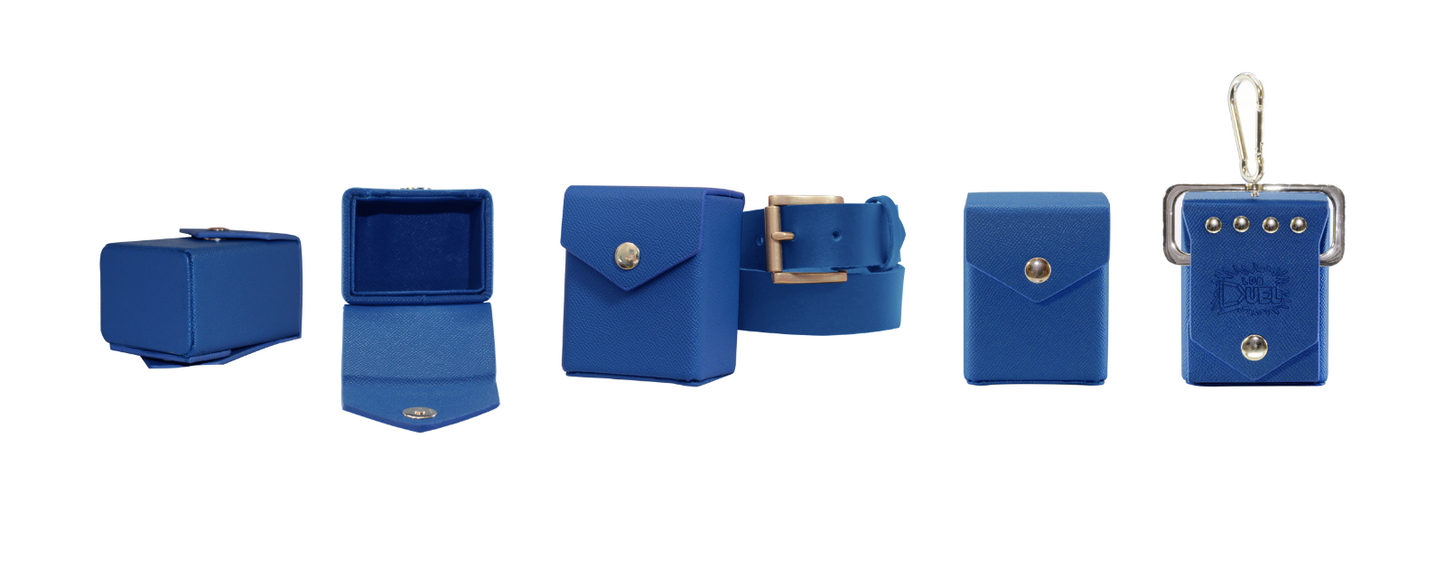 Blue - Hard Shell - Textured Leather - Deck Box - With Belt Loop