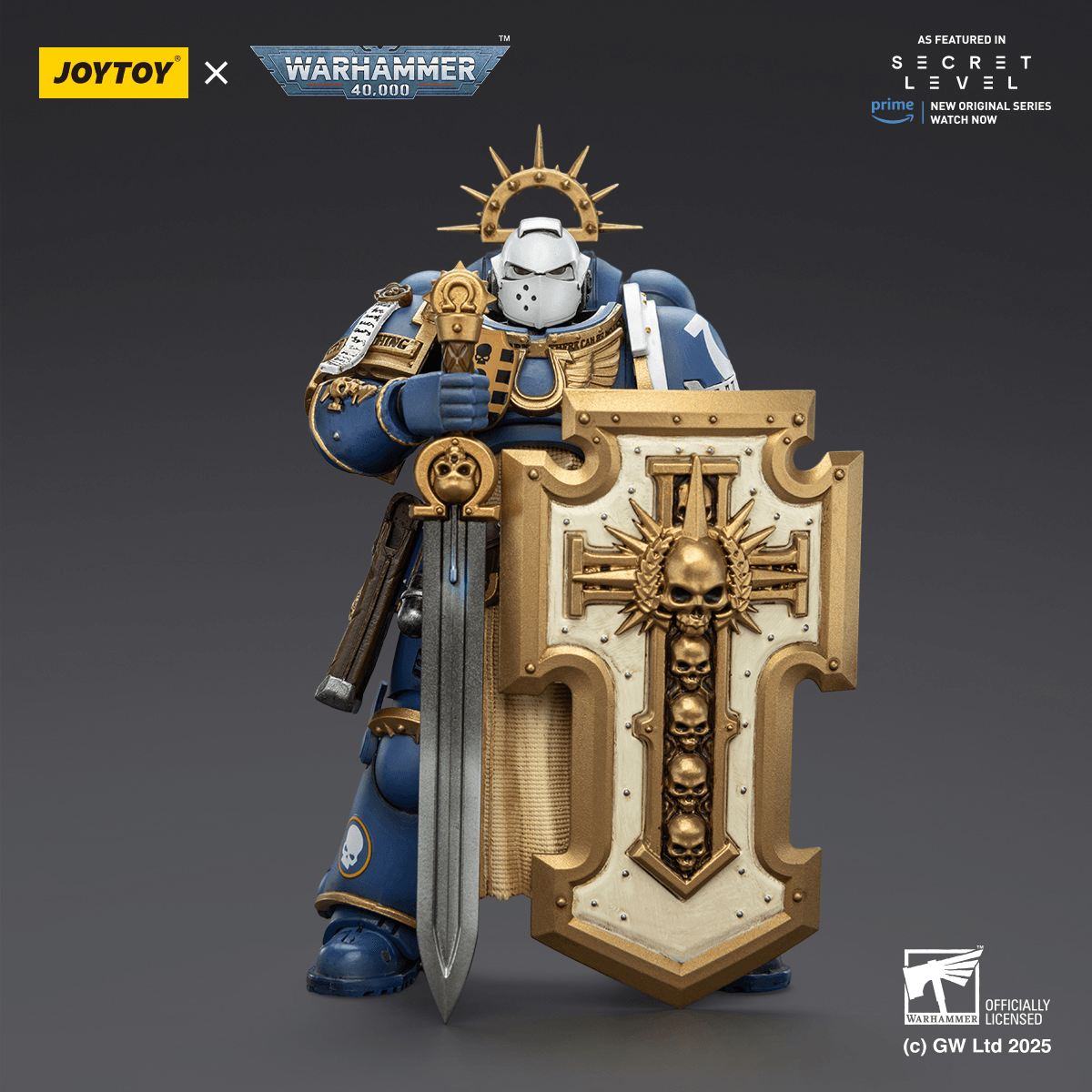 JOYTOY - Ultramarines Levantus with Power Sword, Stormshield and Bolt Pistol