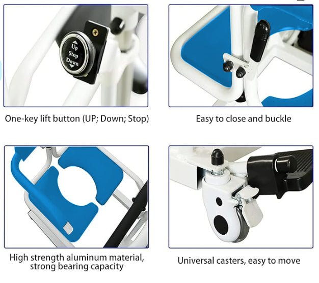 4-In-1 Multifunctional Electric Lift Transfer Chair for Shower & Commode Use in Canada