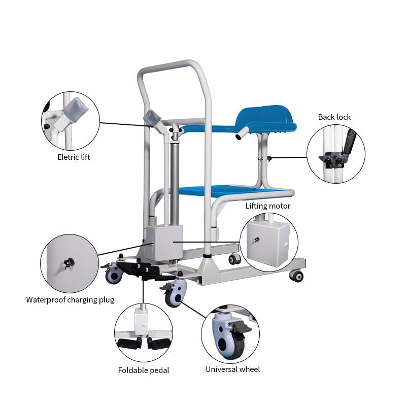 4-In-1 Multifunctional Electric Lift Transfer Chair for Shower & Commode Use in Canada