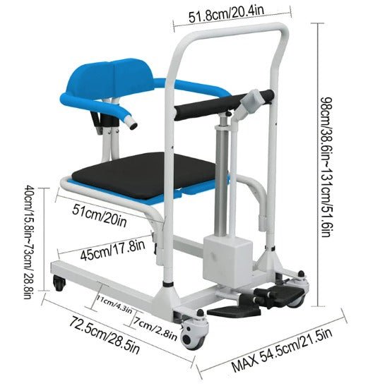 4-IN-1 Multifunctional Electric Lift Transfer, Shower, & Commode Chair for Safe Patient Care in Canada
