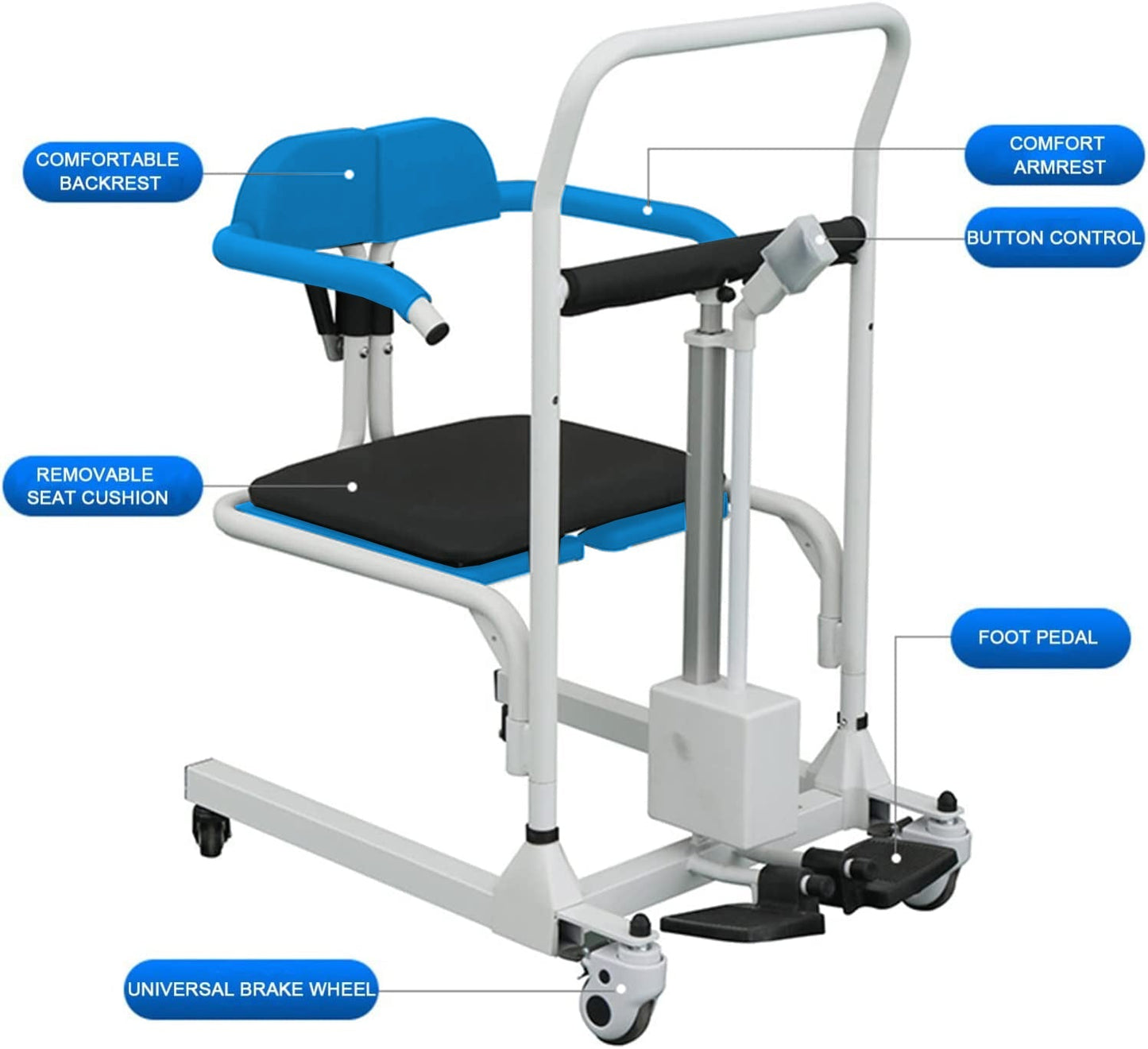 4-In-1 Multifunctional Electric Lift Transfer Chair for Shower & Commode Use in Canada