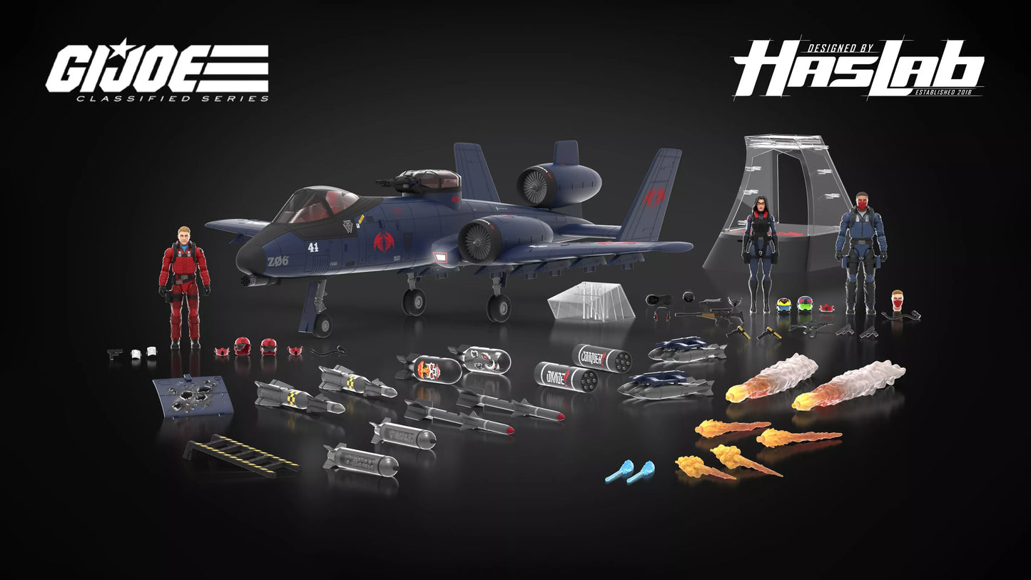 G.I. JOE CLASSIFIED SERIES COBRA RATTLER GROUND ATTACK JET - HASLAB with all the UNLOCKS