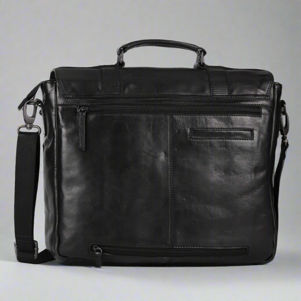 MET Premium Leather Laptop Bag. Messenger Briefcase with Detachable Shoulder Strap
