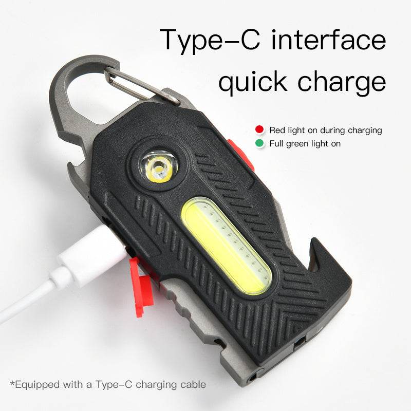 Multifunctional Charging Emergency Light Convenient Keychain Work Light COB High Bright Light Outdoor Camping LED Light