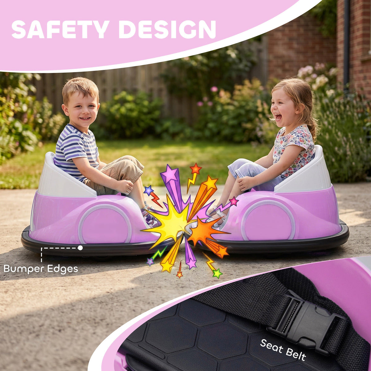 12V Bumper Car for Toddlers, Ride On Car with 360 Degree Remote Control, Lights Music Horn, for 1.5-5 Years, Light Blue