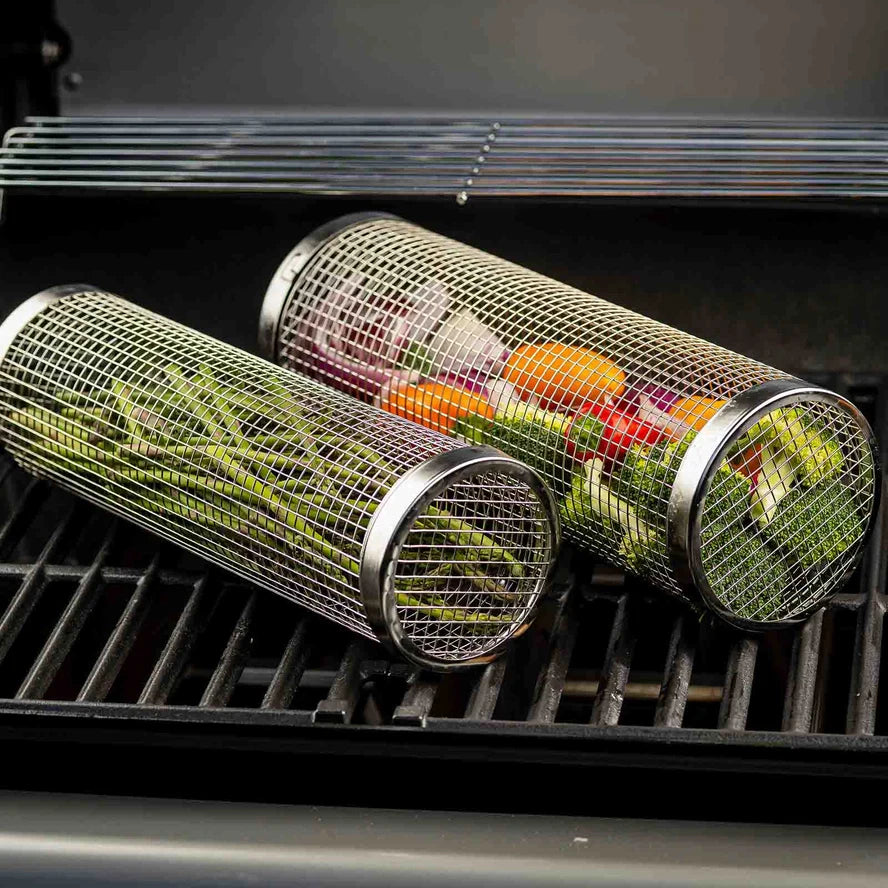 TableCraft Rolling Grilling Baskets, Set of 2