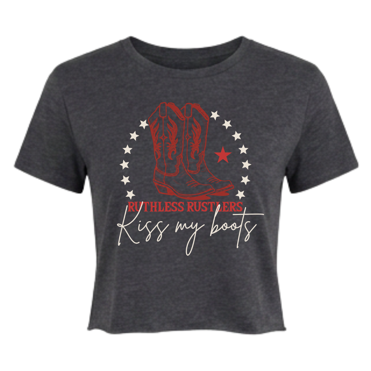 KISS MY BOOTS FESTIVAL CROP | Charcoal