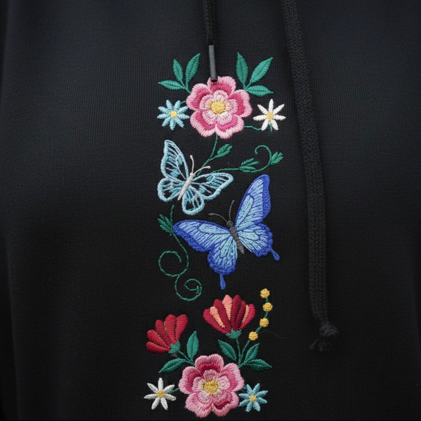 Embroidered Hoodies (Butterfly )