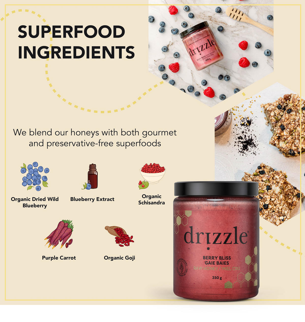 Drizzle Honey Berry Bliss Superfood Honey – 350 g